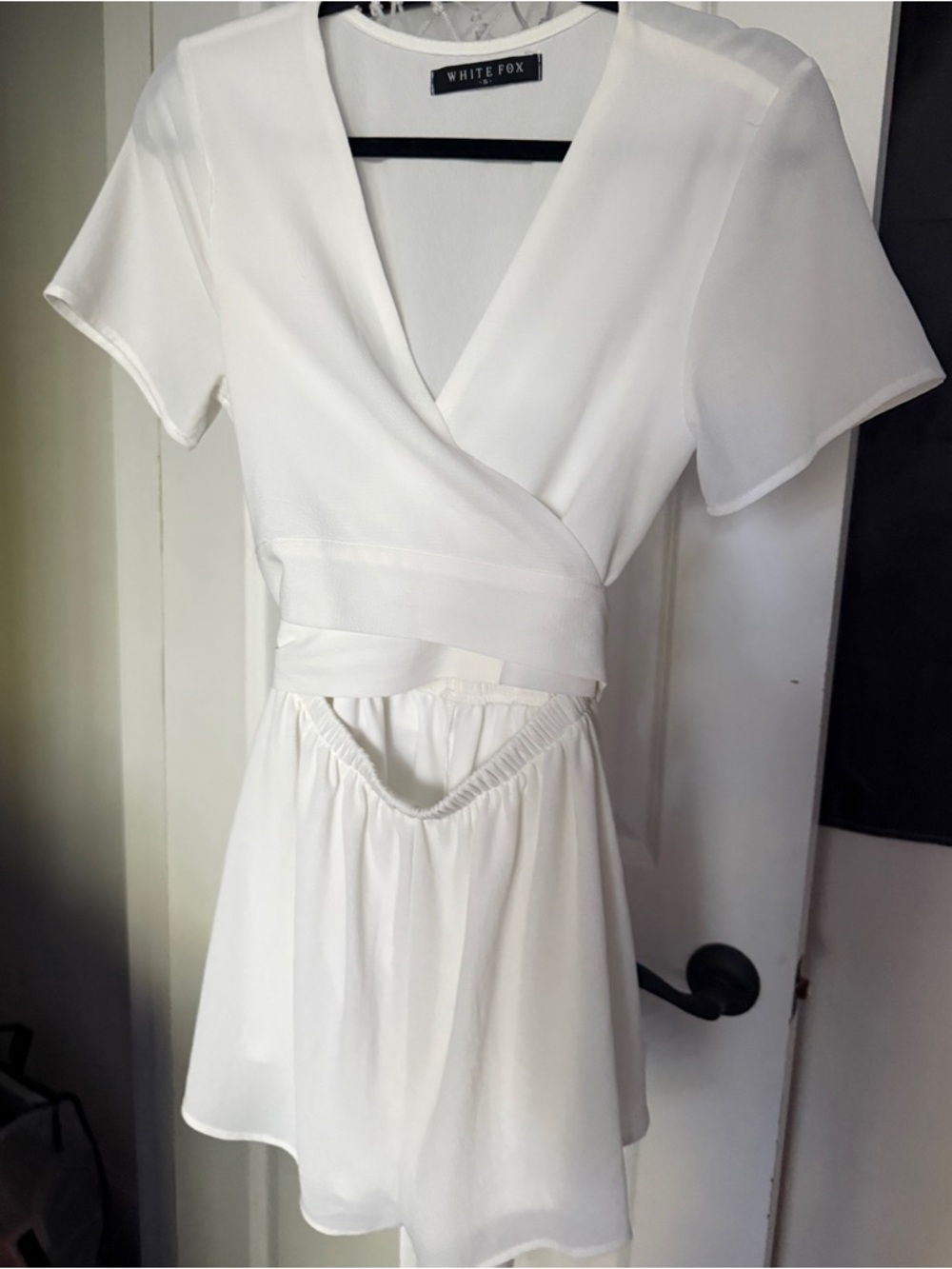 White Fox Boutique White Wrap-Front Mini Dress